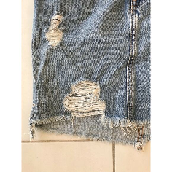 Current Elliott Prey Destroy Distressed High Waist Mini Denim Jean Skirt - Picture 4 of 10